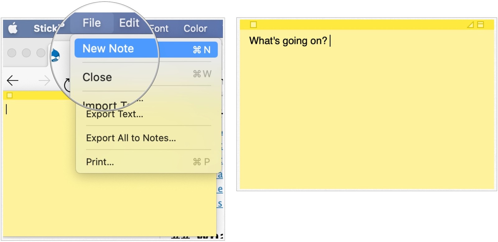 mac add sticky note to desktop
